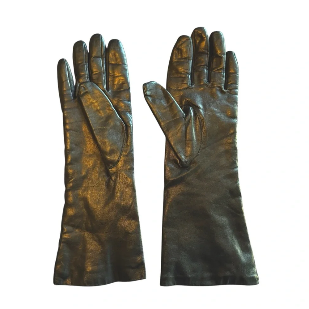 Elegant Vintage Genuine Leather Gauntlet Black Gloves